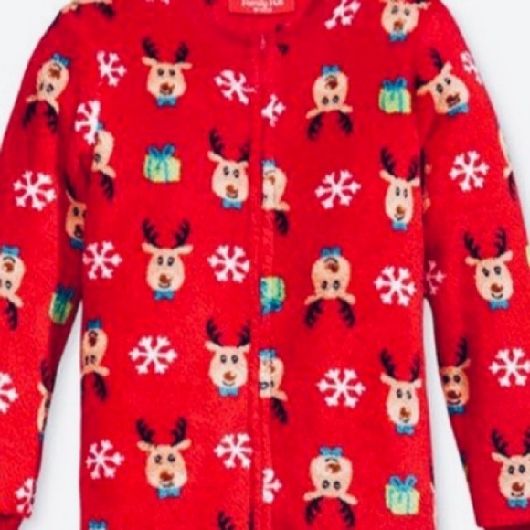 MACY'S MEN LARGE CHRISTMAS HOLIDAY 1 PIECE FLEECE FOOTED PAJAMAS PHOTO REINDEER - Picture 7 of 10